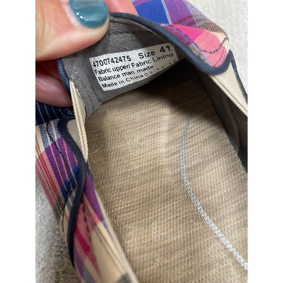Dansko Belle Madras Plaid Canvas Slip On Pink Blue Comfort Shoes Sz 10 US/41 EU - Picture 8 of 10